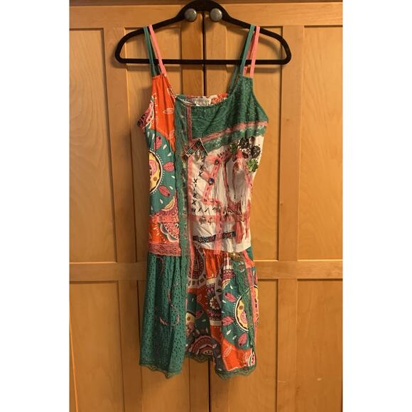 Farinelli Dress Juniors Small Eclectic w/ Spaghetti Straps Colorful Lace & Charm - Picture 2 of 11